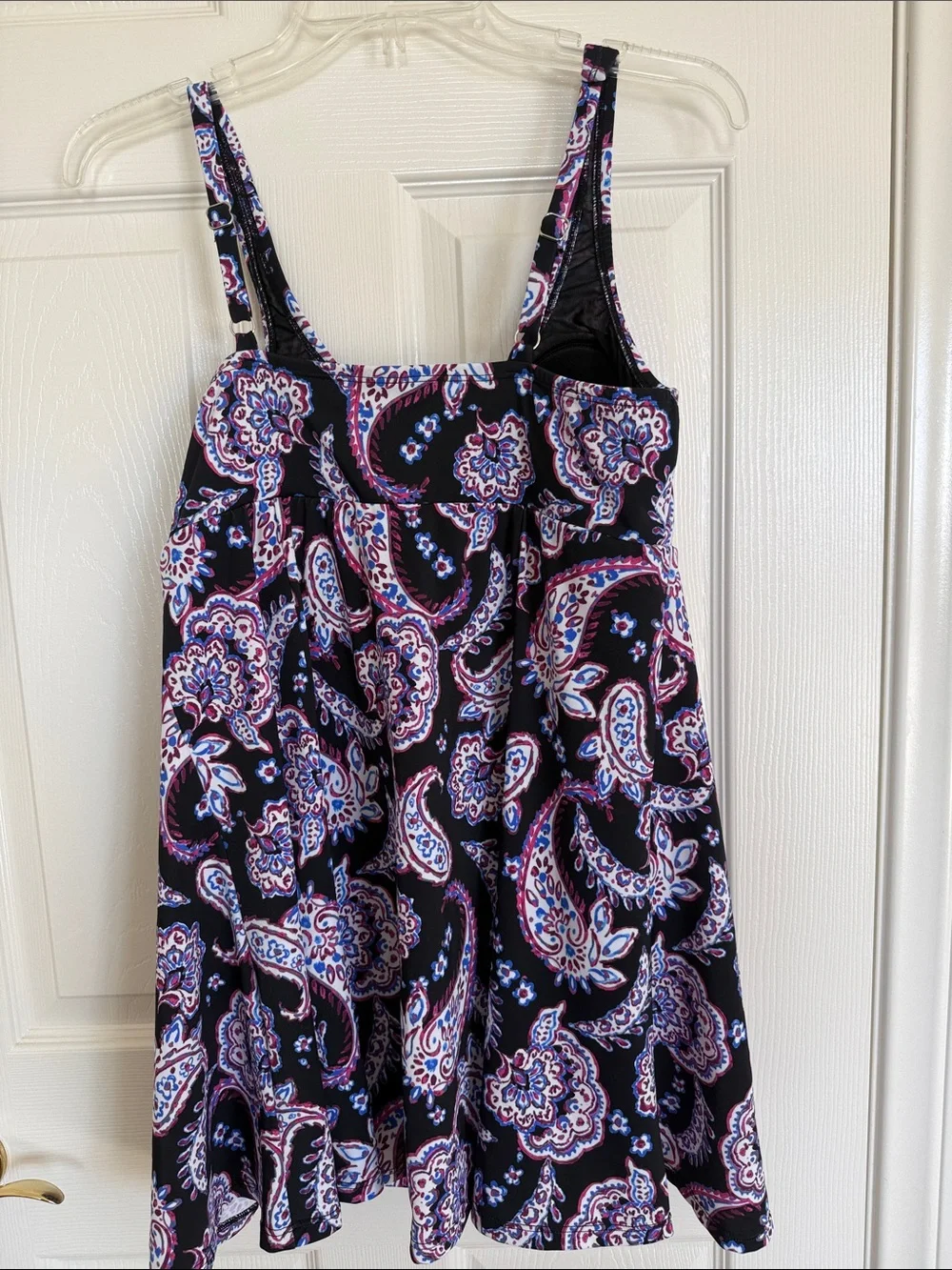 New! Swim Solutions Women's Black Paisley-Print Tummy-Control Swim Dress 12,14 - Picture 10 of 12